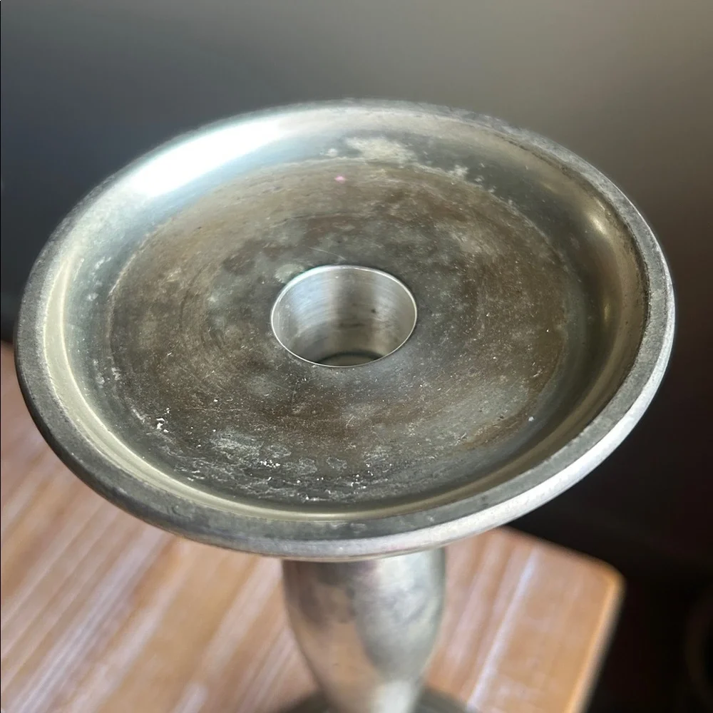 Vintage Pottery Barn Vine Silver Pewter Taper Pillar Candle Holder 10